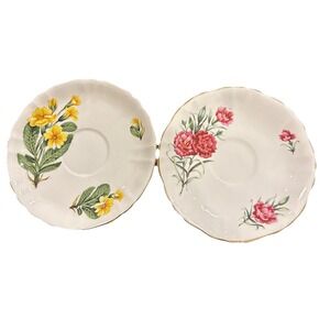 Royal Albert Set Of 2 Saucers Only Friendship Carnation Primrose England Vintage
